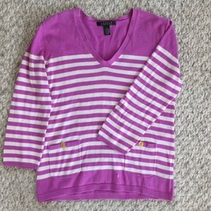 Lauren nautical pink and white striped sweater. Perfect for any occasion.